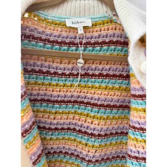 Böhme Womens Multicolor Striped Button-Up Cardigan Sweater Size S - Picture 2 of 10